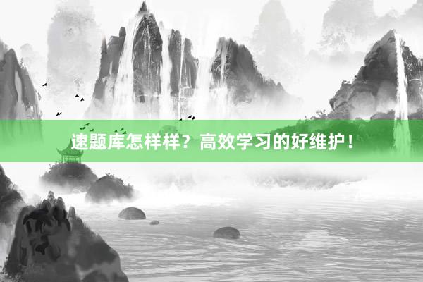 速题库怎样样？高效学习的好维护！